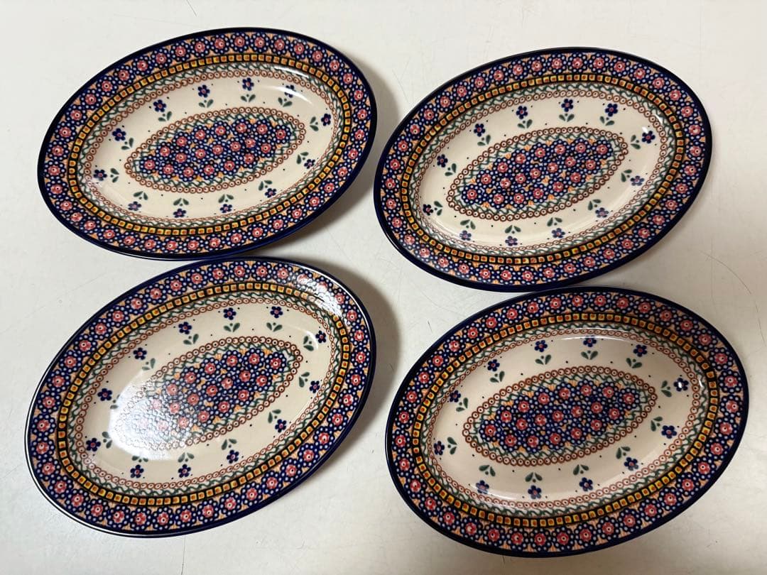 ポーリッシュポタリー ポーランド食器 新品未使用品 ミレナ オーバルプレート4枚