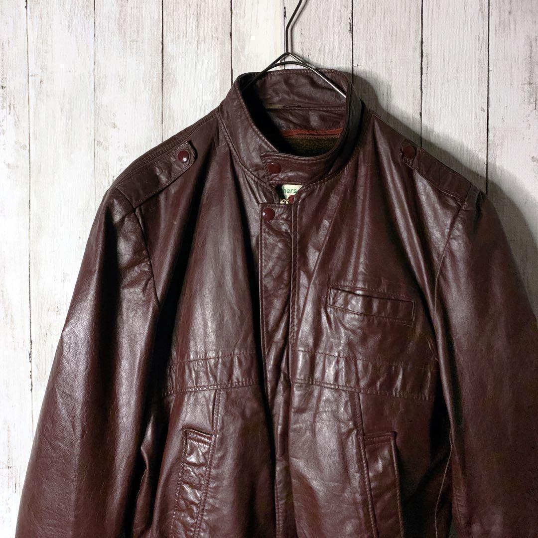 USA製 MA-1 レザージャケット ブルゾン 本革 ライナー付き ブラウン