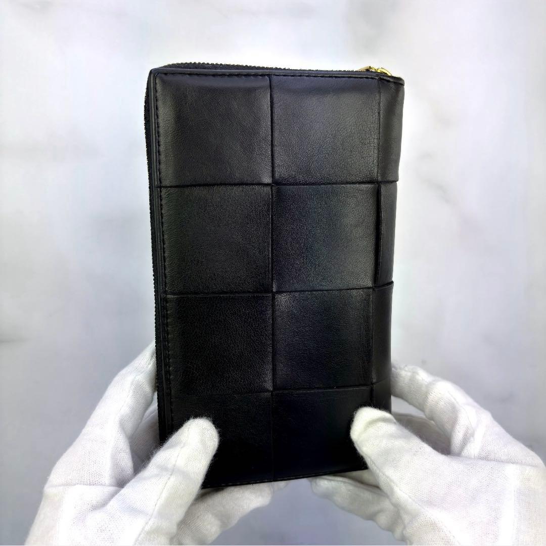 【正規品】BOTTEGA VENETA 長財布 ラウンドジップ カセットレザー黒