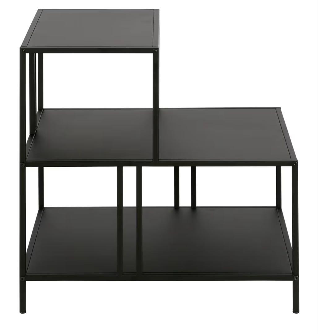 ブラック金属製サイドテーブル 階段状