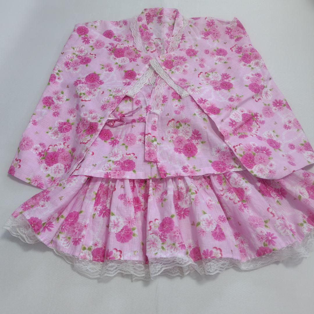 浴衣ドレス　地雷系　姫ギャル　平成　ラメピンク　和ロリ　Y2K 150cm