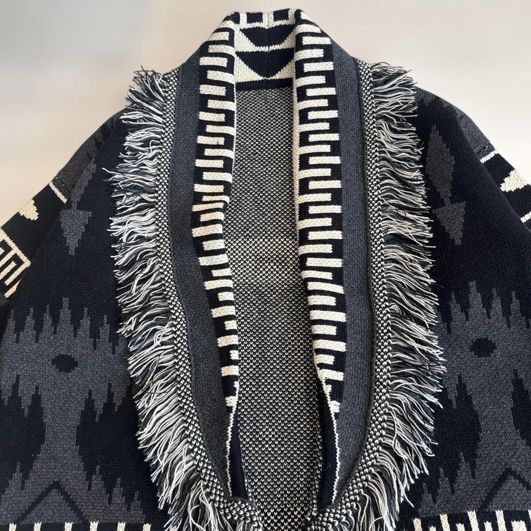 イタリア製　メンズ　ノルディック　厚手　ニット　カーディガン　L-LL