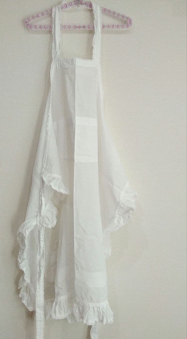 PINKHOUSE ピンクハウス　ホワイトフリルエプロン　綿ローン　ピコフリル