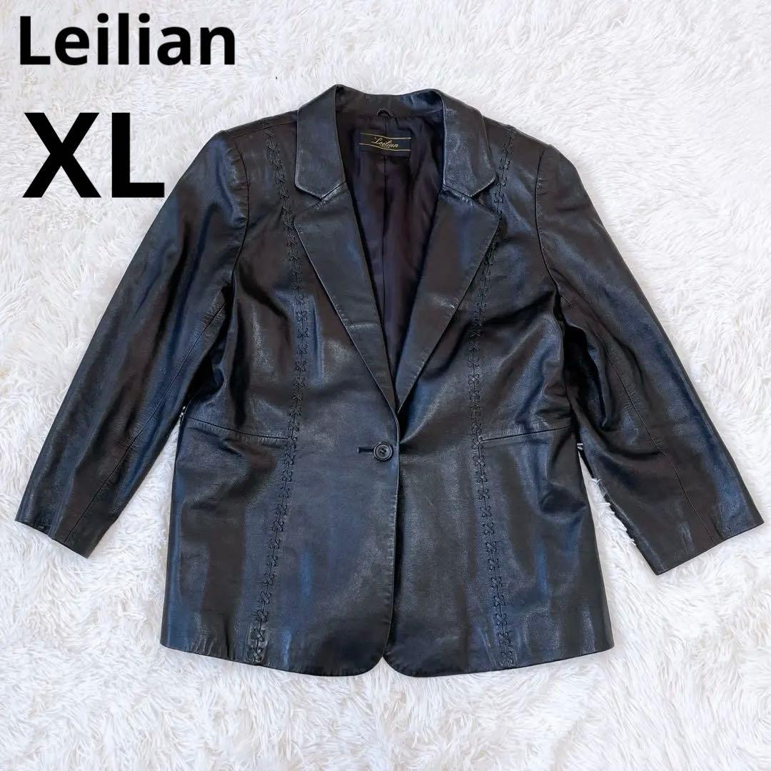◆極美品◆Leilian レリアン ラムレザージャケット【XL】羊革 黒◆希少◆