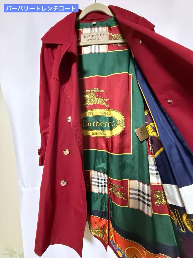 【Burberry 】赤 トレンチコート M