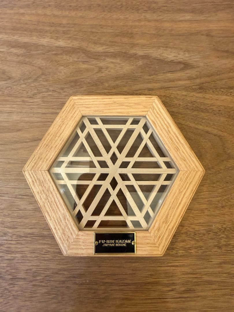 FU-RINKAZAN ヘキサコースター　胡麻柄・オーク　強化ガラス