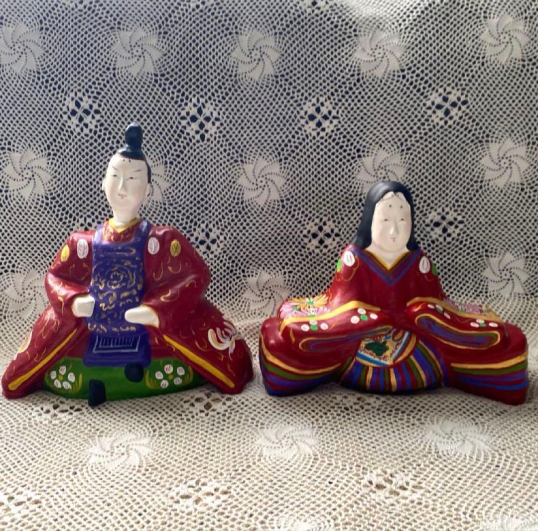 附馬牛人形 つきもうし人形 雛人形 親王飾り お内裏様 お雛様 金屏風セット
