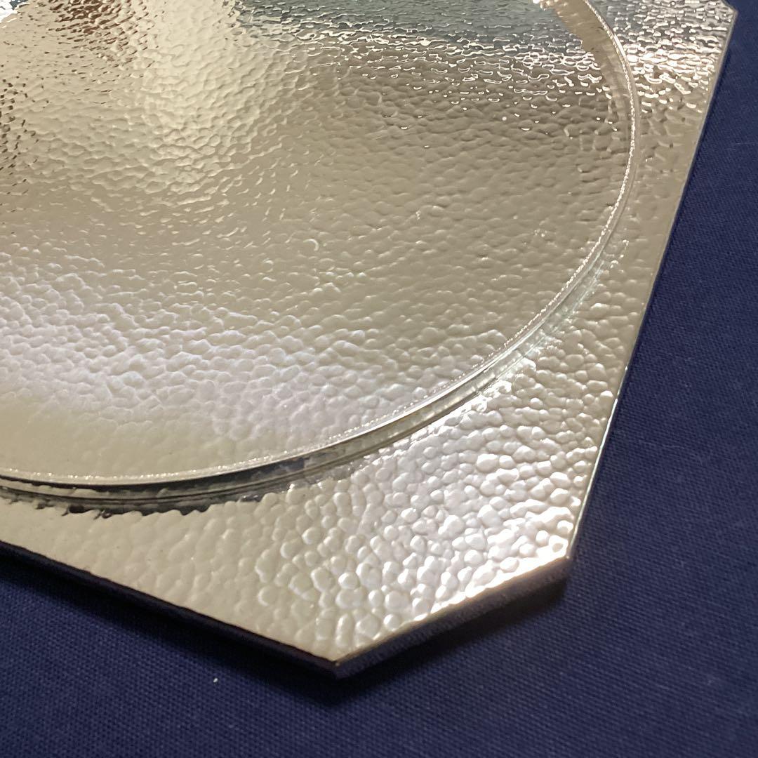 銀メッキ槌目四方八寸「内丸淵高」　9客　新品未使用　　　重さ370g