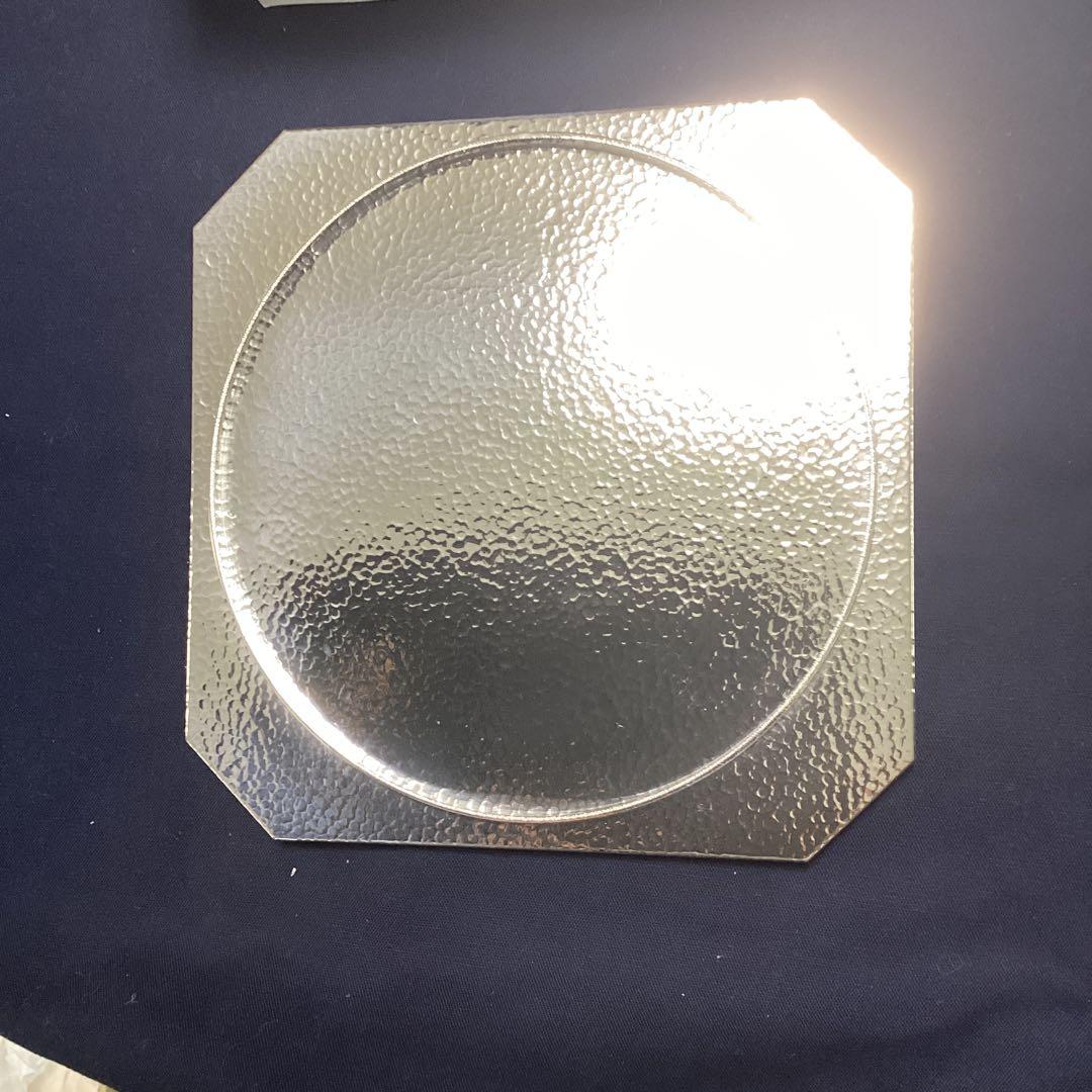 銀メッキ槌目四方八寸「内丸淵高」　9客　新品未使用　　　重さ370g