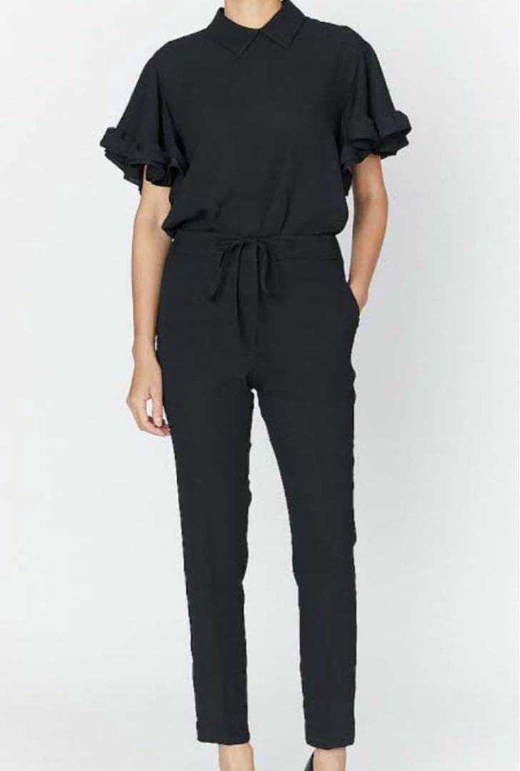 【美品】ヨーコチャン ラッフルスリーブポイントカラーブラウス　38