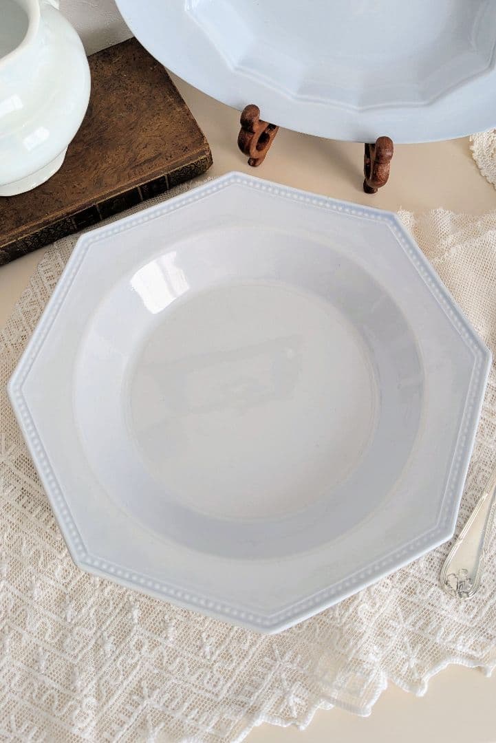 フランス モントロー オクトゴナル 深皿 ペールブルー