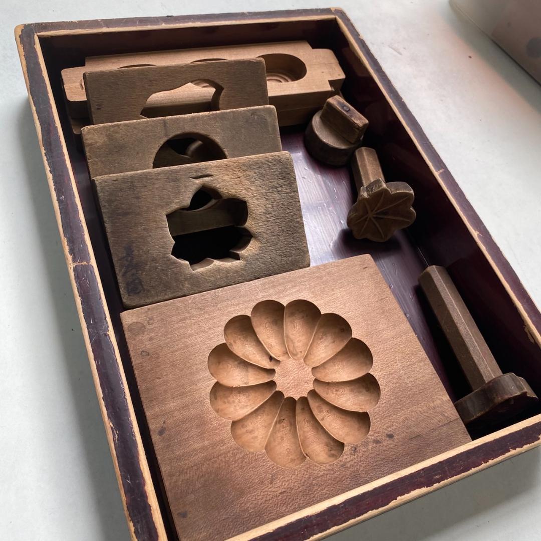 和菓子木型　5種セット【朱塗り木箱入り】