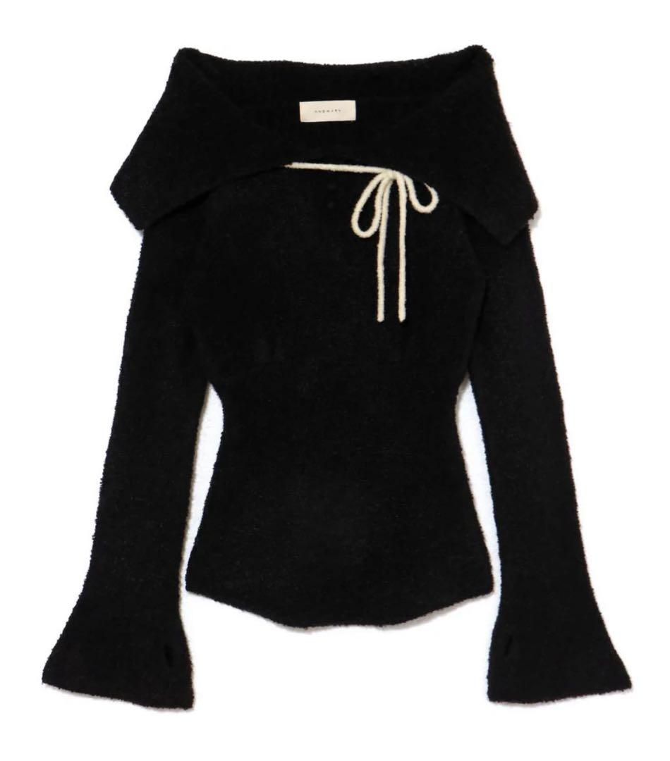 トップス andmary Flora knit tops BLK