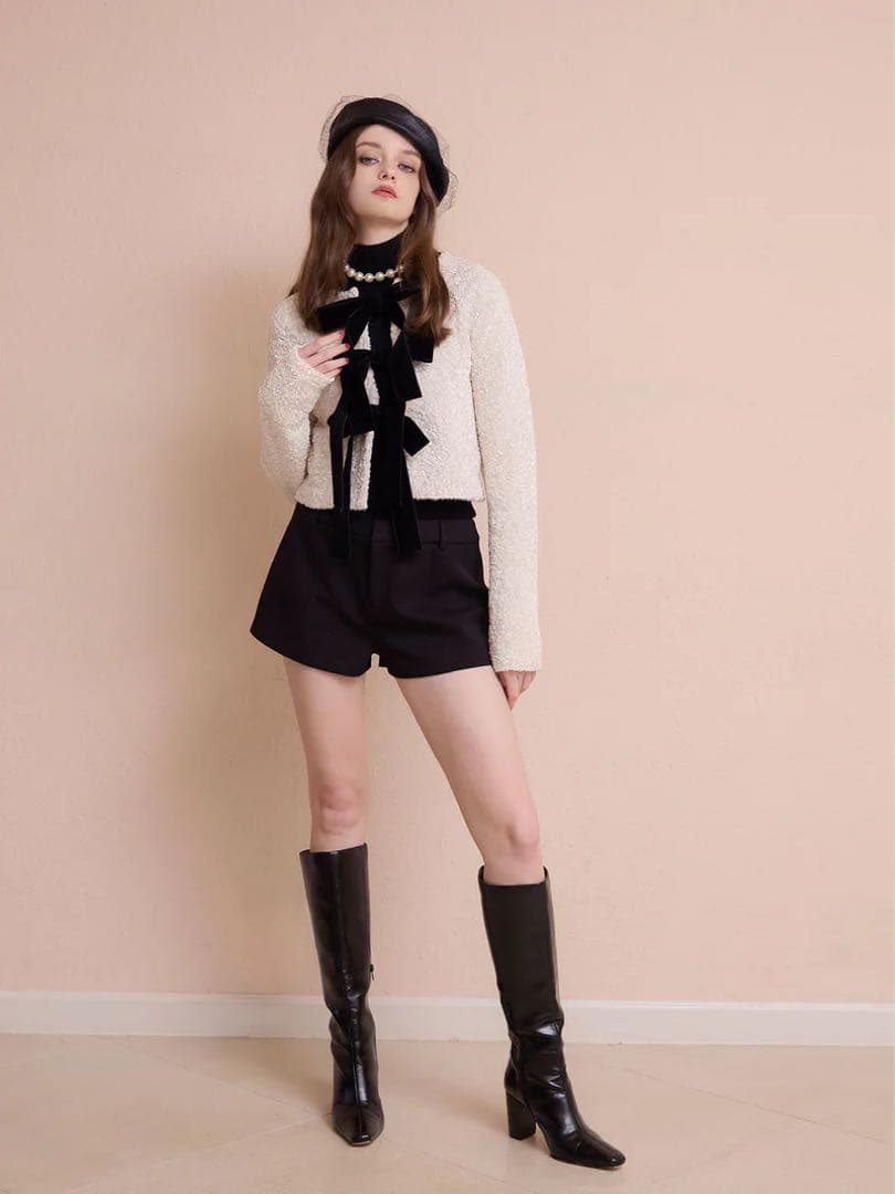 【超美品】eimyistoire フロントリボンニットトップス ホワイト