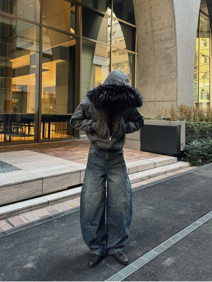 【完売品】SSC WHISKYMELLOW ボンバーファー短丈ジャケット y2k