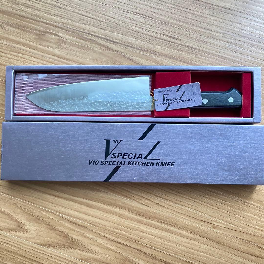 高村作 スペシャル鎚目　鍛錬本割込　六三郎作　VG10 三徳包丁