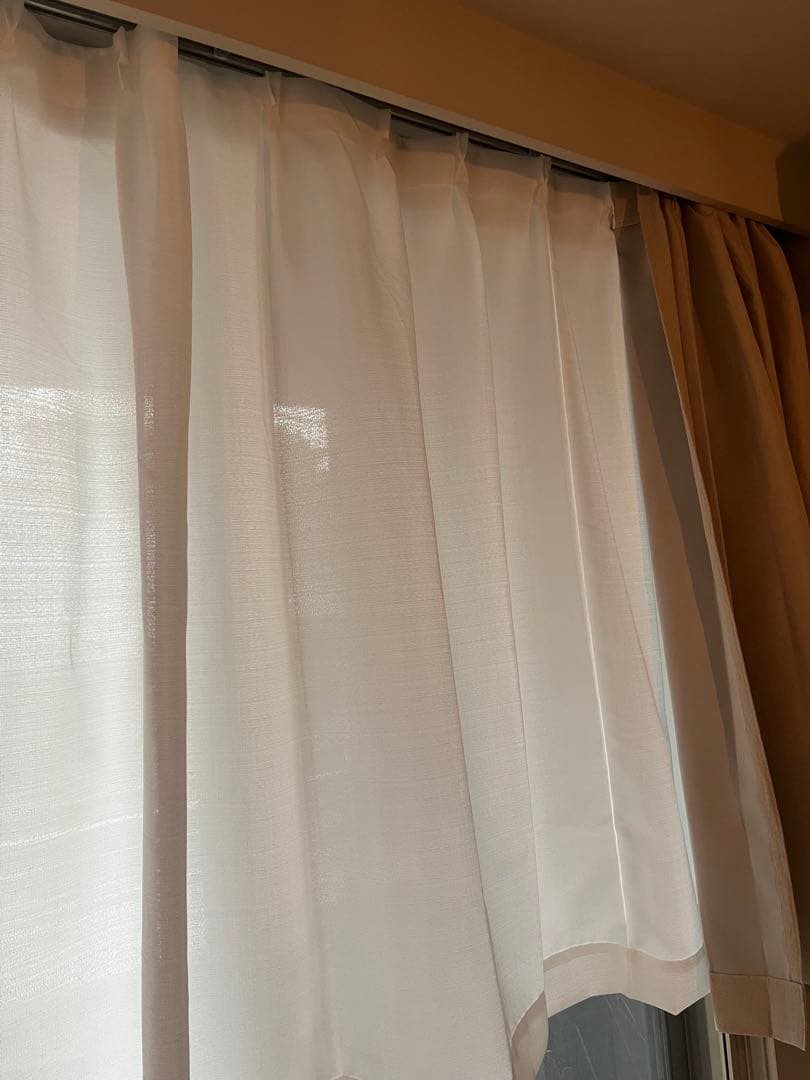 遮光2級 アイボリー 開き方 両開き レースカーテン ホワイト