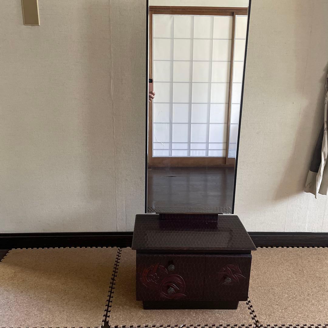 アンティーク　鎌倉彫　姿見　鏡台　一面鏡　ドレッサー　化粧台　昭和レトロ