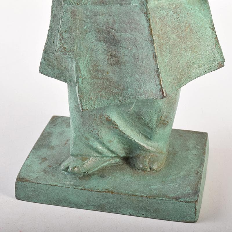 山本雲涛作　鋳銅　三井寺舞　原型　紺谷英儀　置物　共箱　M　R7831