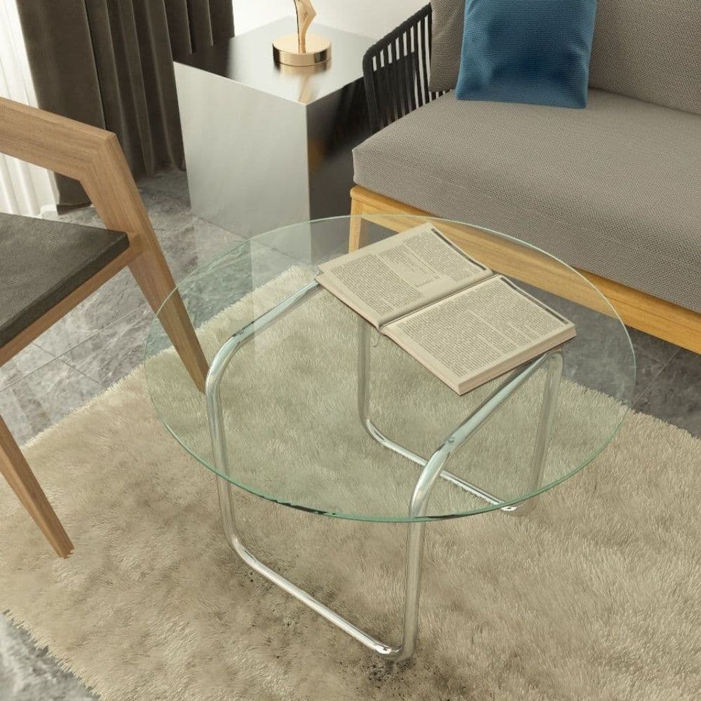 韓国風　円形ガラステーブル 70cm