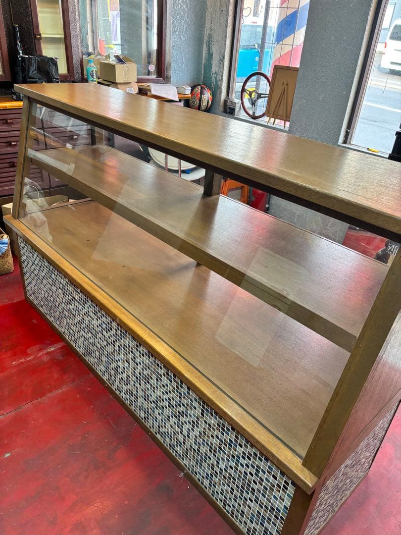 ◆アンティークガラスショーケース・タイル模様　状態B