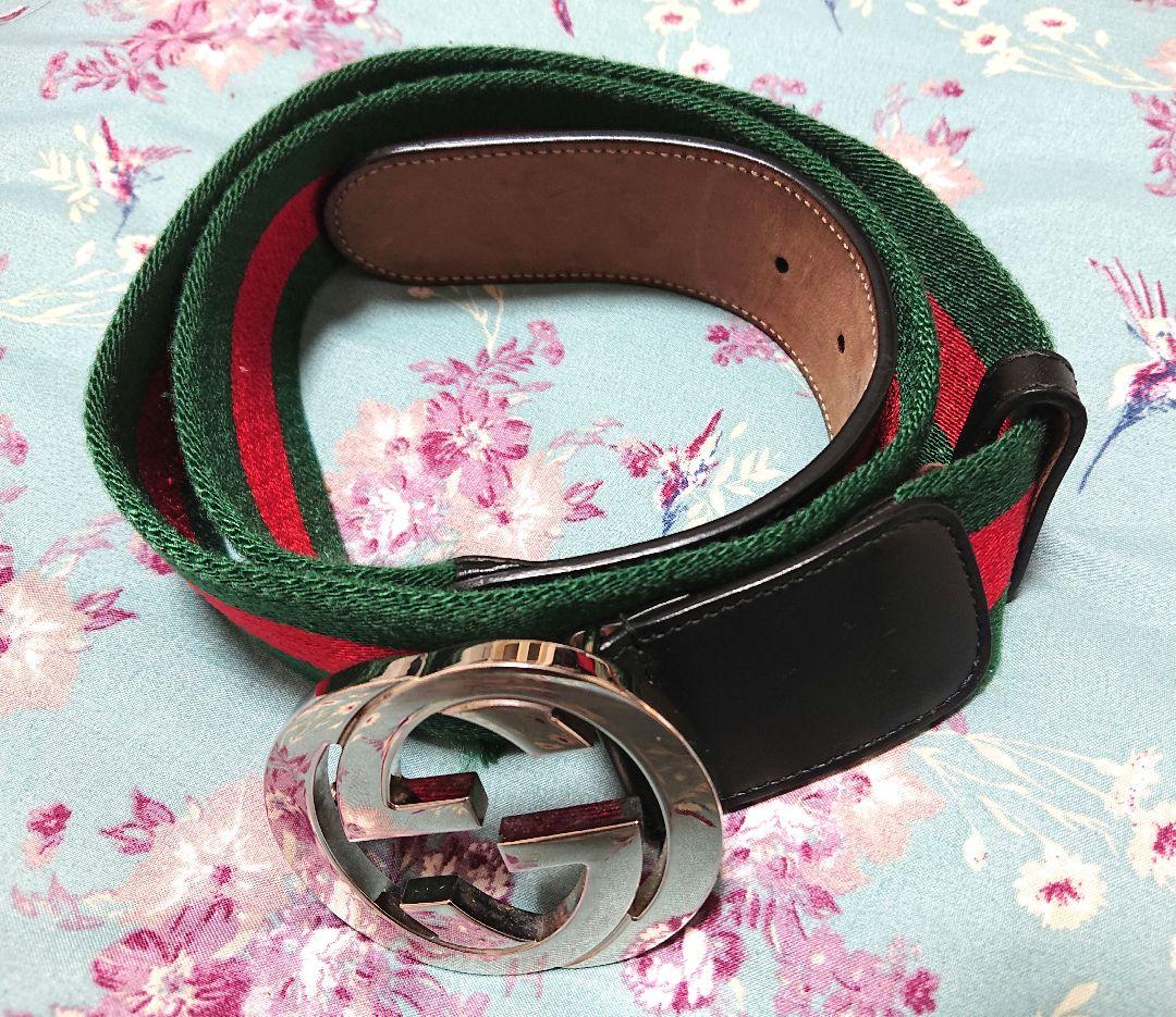 GUCCI 緑赤ストライプ ベルト