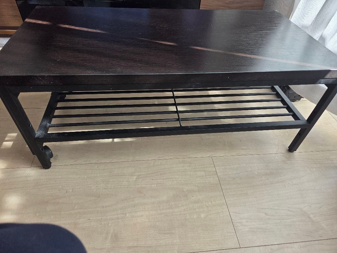 ダークブラウン木製ローテーブル