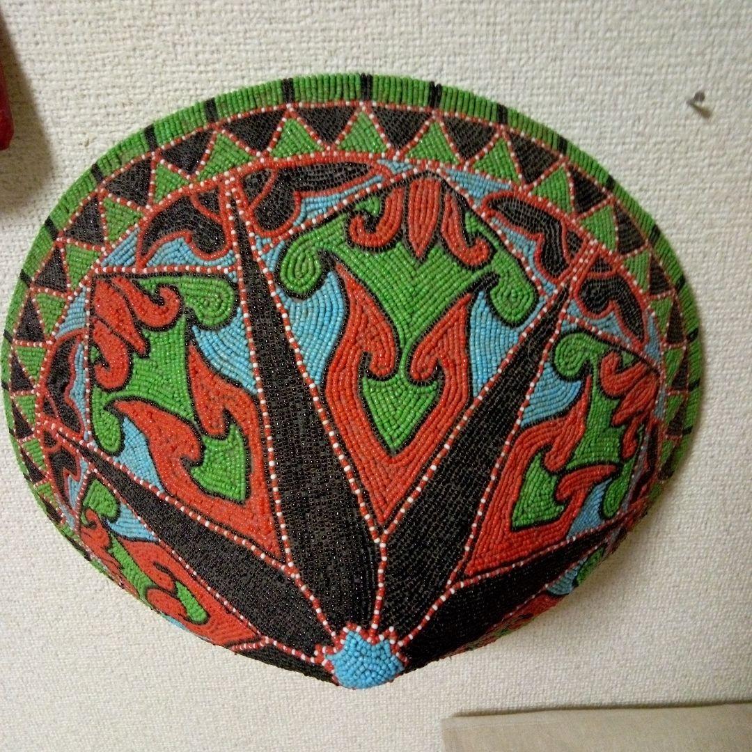 南米民芸品　ビーズ細工　ランプシェード　オブジェ　壁飾り　ハンドメイド