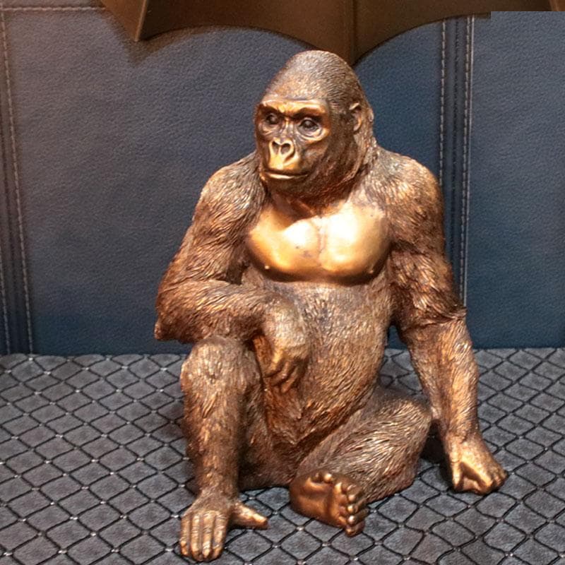 アニマルオブジェ ゴリラ 置物 ブロンズ インテリア小物 140-287