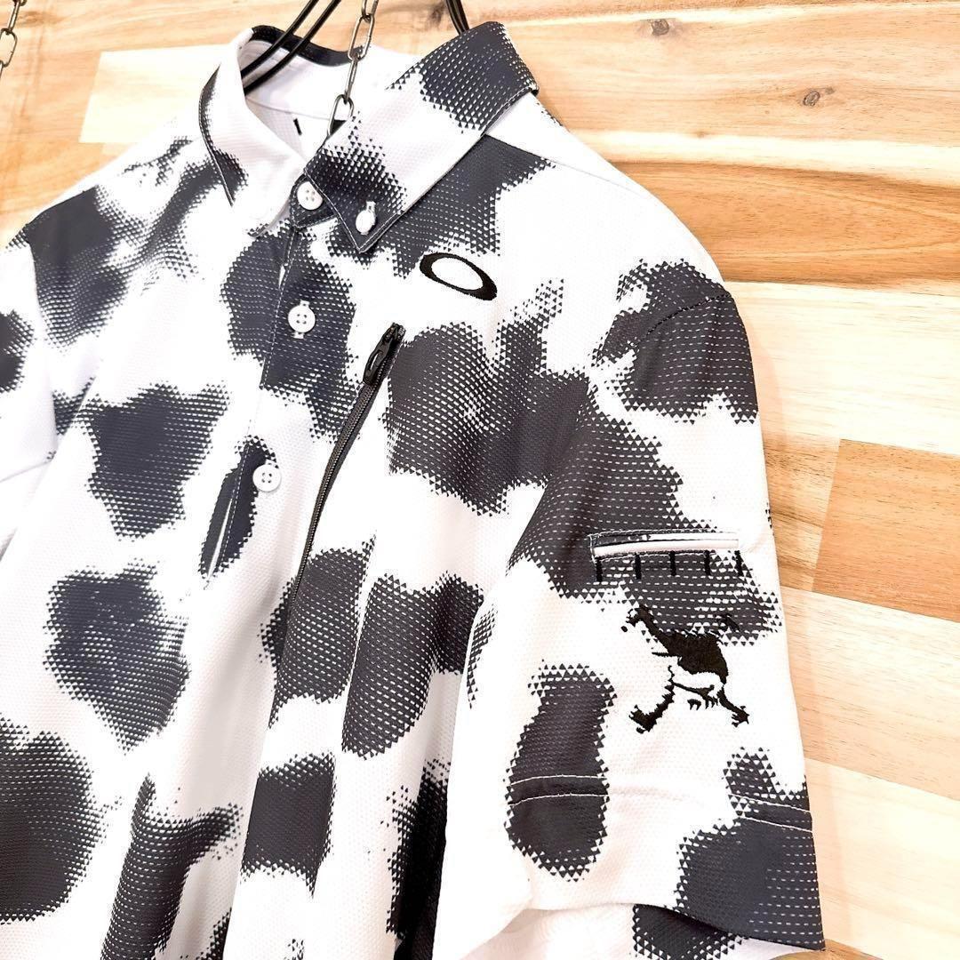 レア/廃番【オークリー】斑模様 デザイン ゴルフ セットアップ 上下 白×グレー