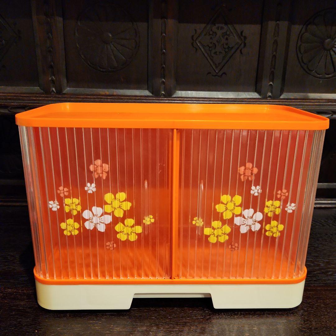 ☘️希少☘️レトロポップ　花柄　蛇腹　調味料ケース✨✨オレンジ色✨✨