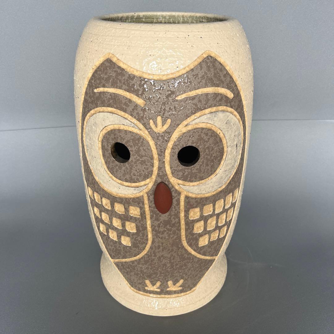 信楽焼傘立て  青釉唐草 高さ44cm