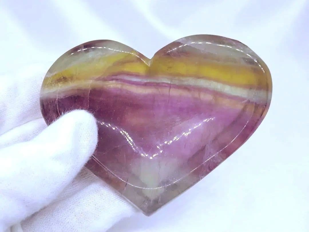 キャンディ フローライト　ハート　皿　器　浄化皿　小物入　蛍石　①