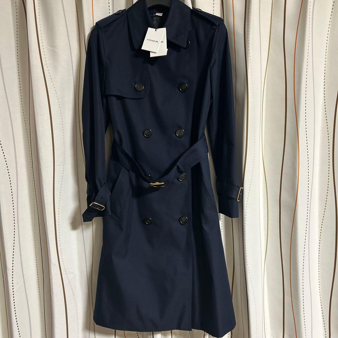 新品タグ付　コーチ　トレンチコート　ロングコート　　ネイビー　M