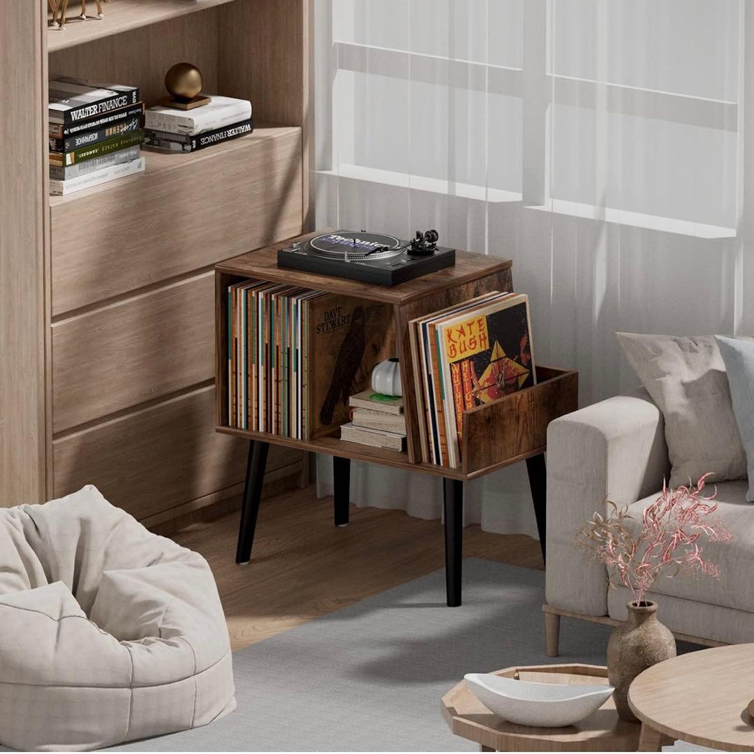 Huakan レコードプレーヤースタンド レコードラック