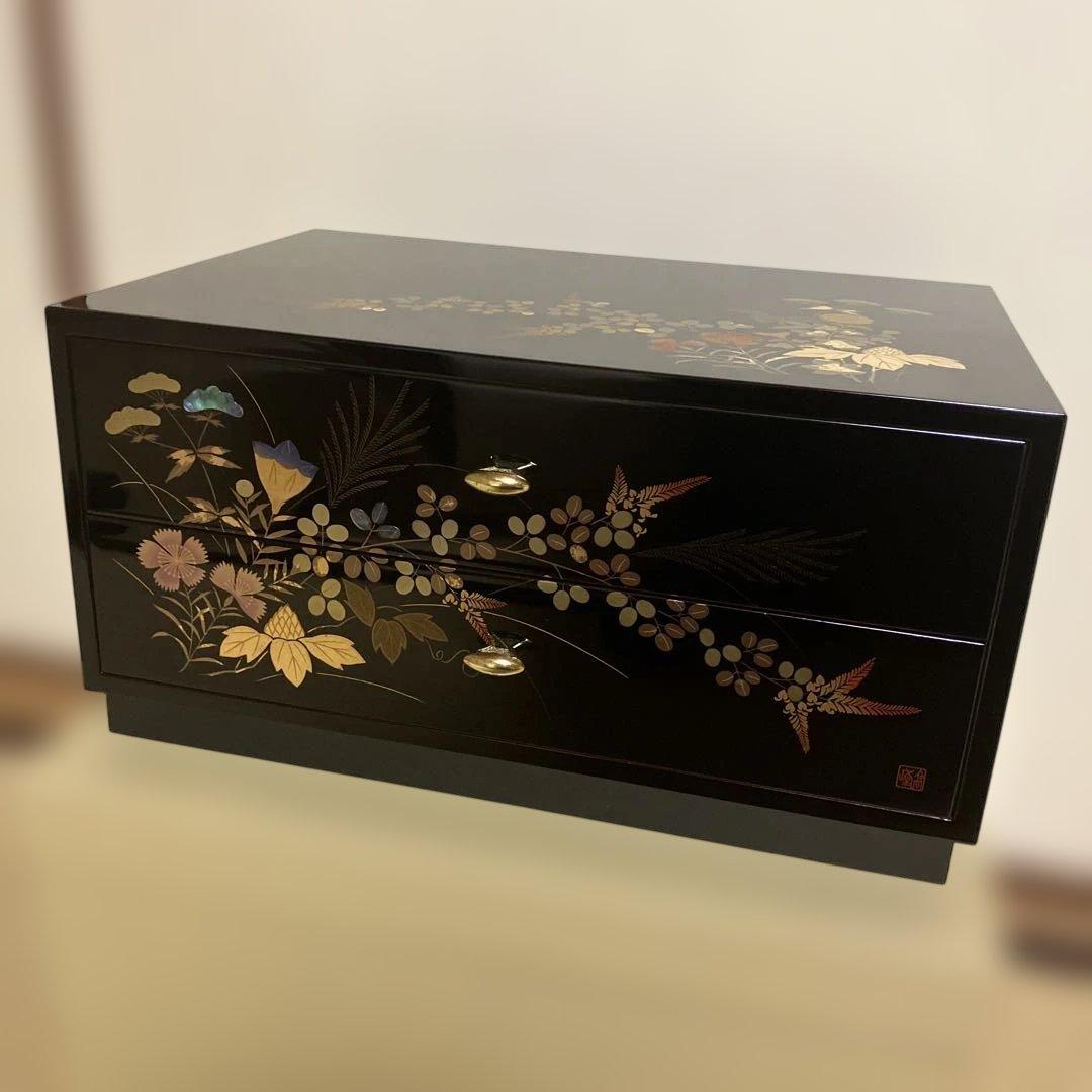 ◆会津塗　漆器　収納2つ引き出し◆166