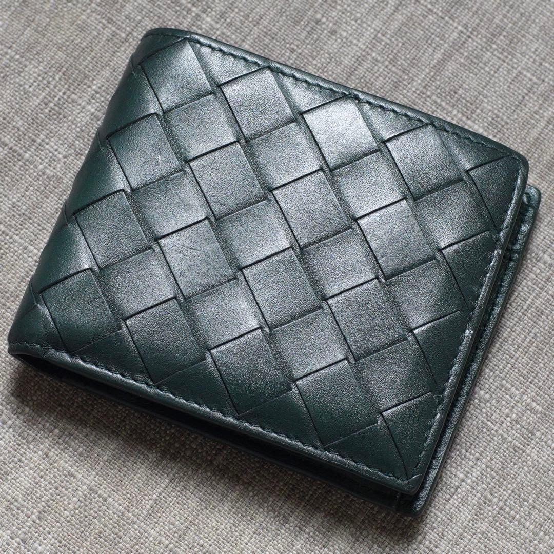 希少 Bottega Veneta 二つ折り財布 濃緑 ダークグリーン