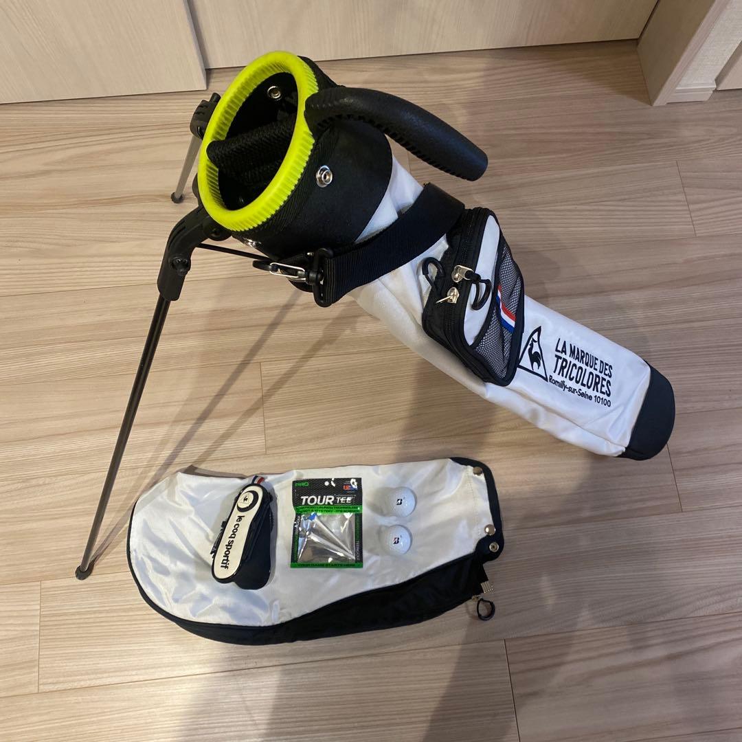 ルコック練習用バッグ、ボールホルダー、 ブリヂストン2個、ツアーティー2本セット
