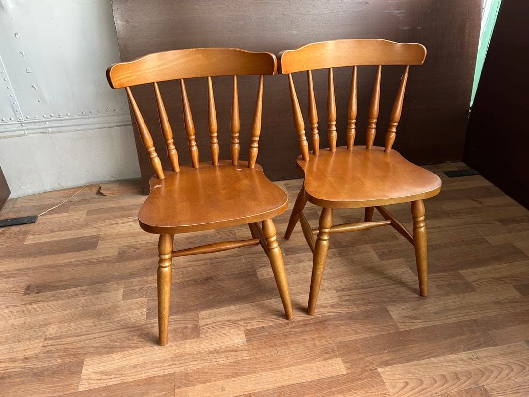 725 ダイニングチェア2脚セット 木製 ナチュラル　天然木　無垢風　オシャレ