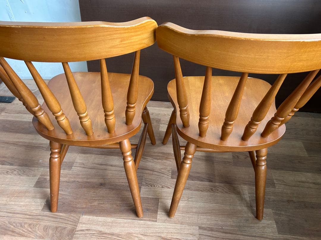 725 ダイニングチェア2脚セット 木製 ナチュラル　天然木　無垢風　オシャレ