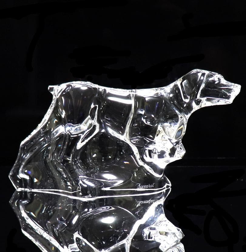 バカラ 美品 大型犬 フィギュリン 置物レア クリスタルガラス製 オブジェ