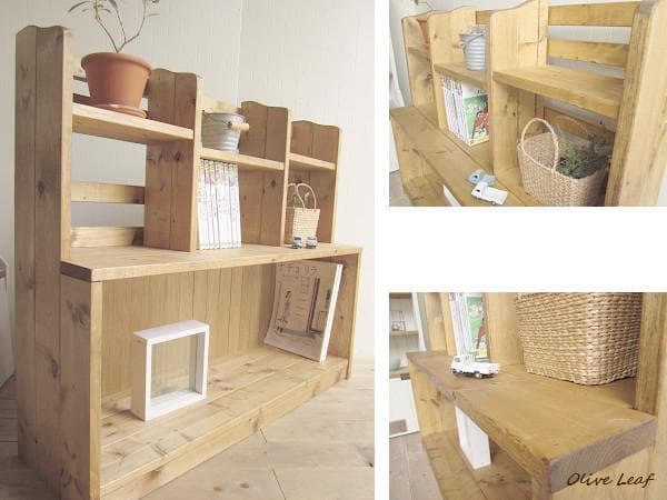 サイズ、デザインオーダー可！お子様目線ラック●ナチュラルブラウン無垢材●受注製作