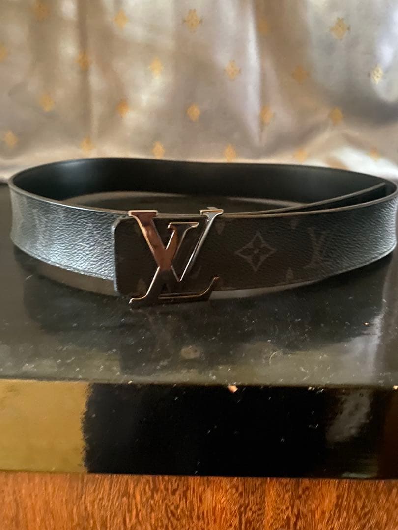 ルイ・ヴィトン ブラックレザー ベルト 95