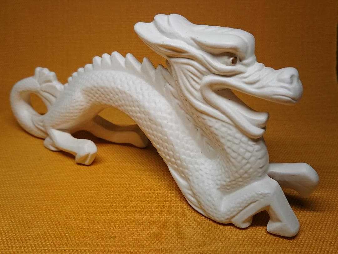 龍　白龍　陶器　オブジェ　置物　インテリア　工芸品　美術品　A1088