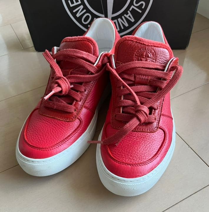 希少❣️ストーンアイランド レザー スニーカー 40 ロッソ　箱付