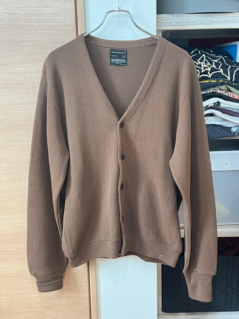 タウンクラフト ブラウン カーディガン Lサイズ　ヴィンテージ　VCM購入品