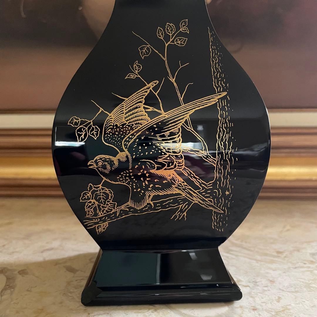 BACCARAT♡ バカラ　漆黒　金彩　ジャポニズム　シノワズリ　鳥紋　花瓶