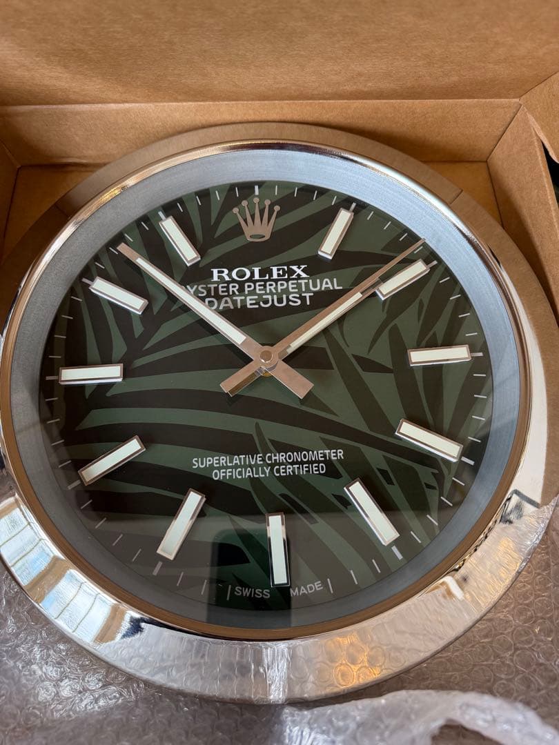 ROLEX DATEJUSTパームモチーフ風　壁掛時計　ディスコン柄