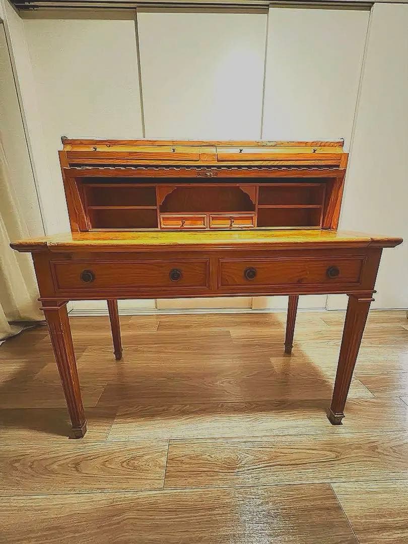 送料込み　ロールトップデスク　蛇腹　チーク　フランス　アンティーク　ワークデスク