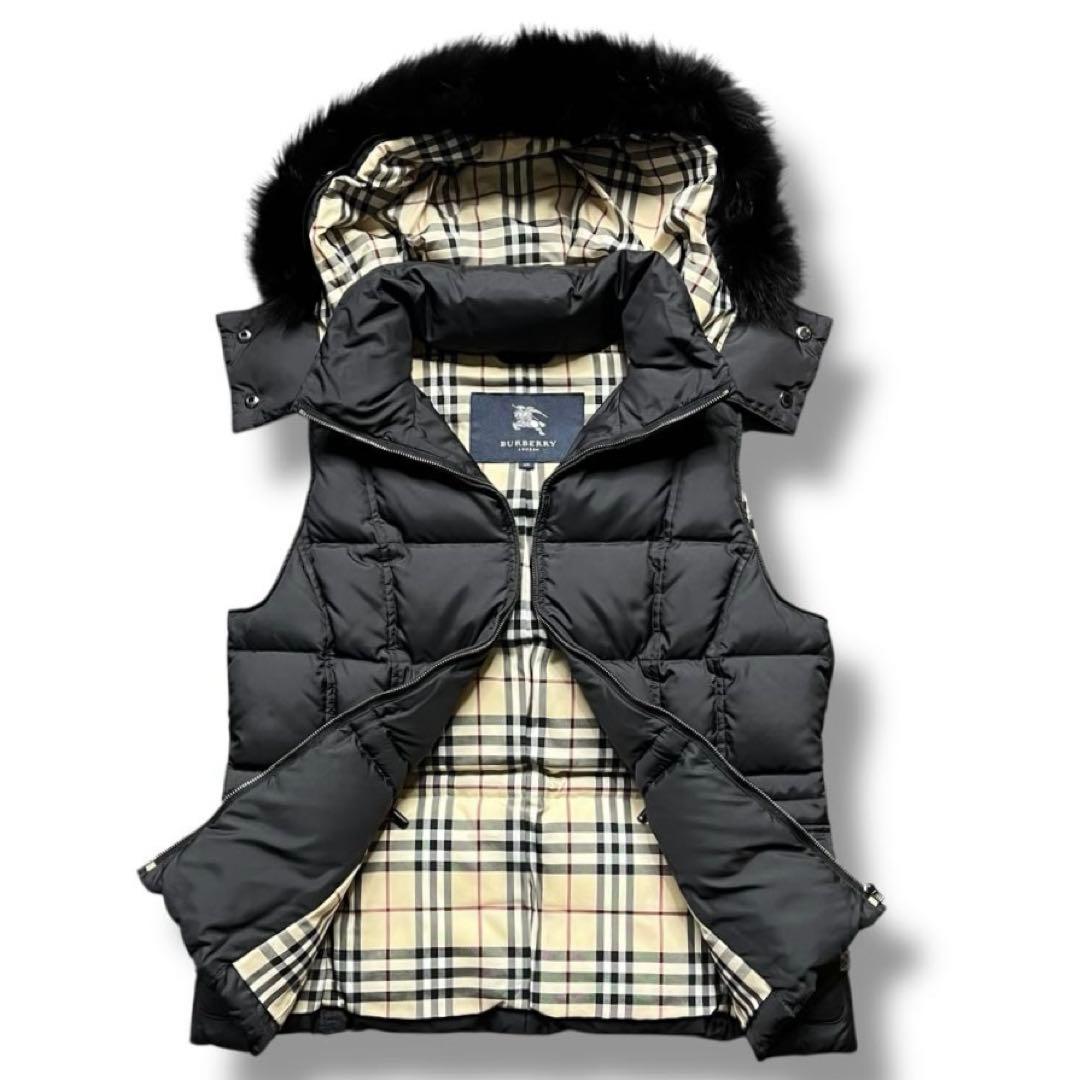 美品 BURBERRY ノバチェック ファー ダウンベスト アウター 3WAY